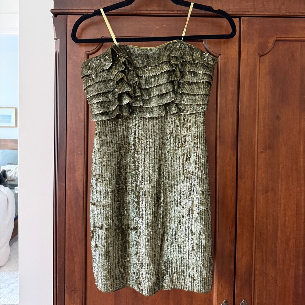Free People Olive Sequin Strapless Dress